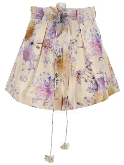 Zimmermann Womens Cream Dahlia Luna Floral-print Silk-blend Shorts Xs In Multi