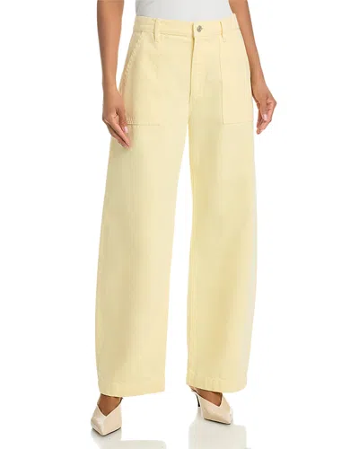 Frame The Anchor High Rise Wide Leg Ankle Jeans In Lemon In Green