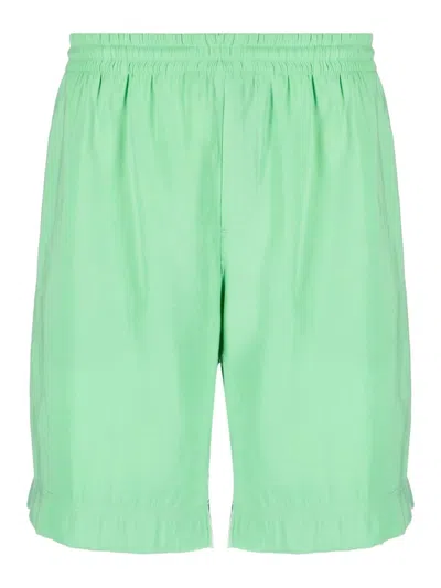 Msgm Elastic Belt Shorts In Green