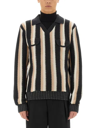 Sasquatchfabrix Striped Flap-pocket Sweater