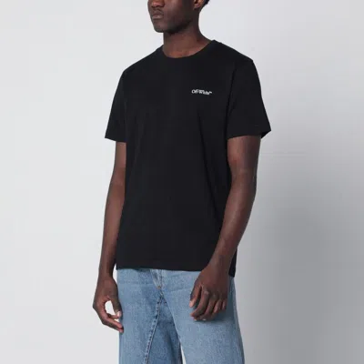 Off-white Diagonal Logo Cotton Graphic T-shirt In Black