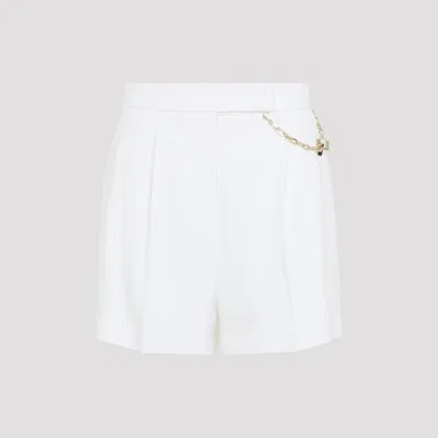 Elisabetta Franchi White Shorts With Chain Detail On The Front And Front Concealed Closure In Viscose Stretch Woman