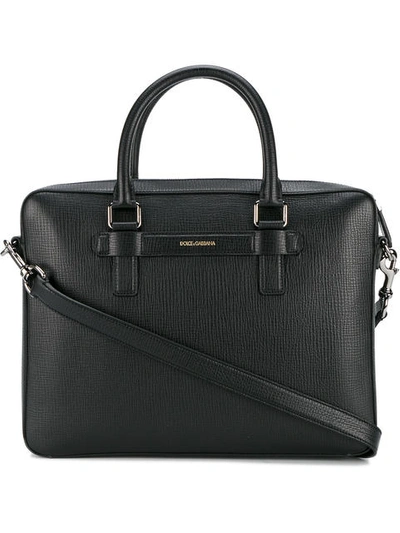 Dolce & Gabbana Leather-trimmed Canvas Briefcase In 8b956