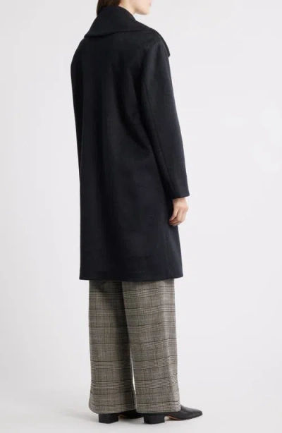 Bernardo Double Breasted Knit Coat In Black