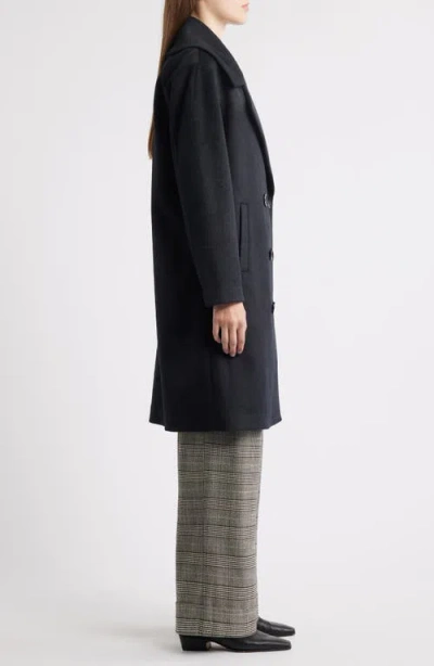 Bernardo Double Breasted Knit Coat In Black