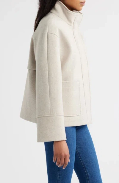 Sam Edelman Stand Collar Felt Jacket In Brown