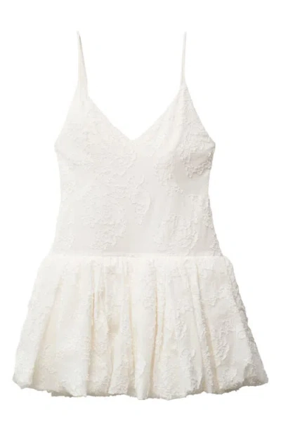 Mango Embroidered Bubble Minidress In White