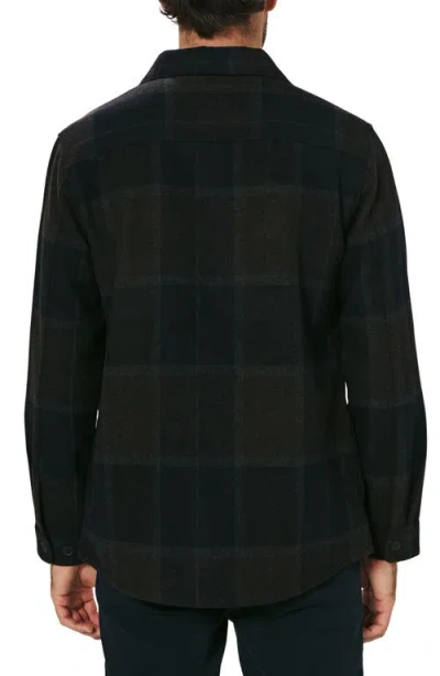 7 Diamonds Windowpane Check Wool Blend Button-up Overshirt In Black