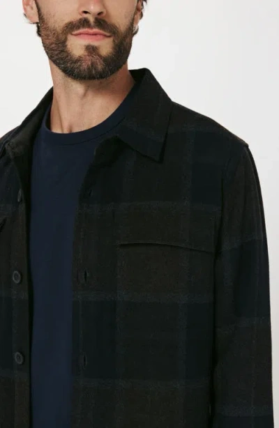 7 Diamonds Windowpane Check Wool Blend Button-up Overshirt In Black
