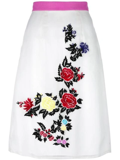 House Of Holland Woman Heart Breakers Embroidered Silk-organza Skirt White