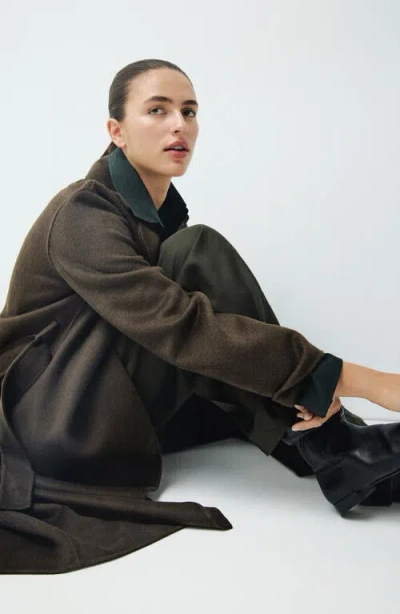 Mango Wool Blend Wrap Coat In Green