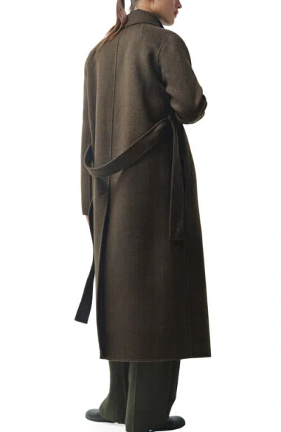 Mango Wool Blend Wrap Coat In Green
