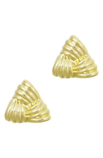 Adornia 14k Gold Plated Statement Triangle Stud Earrings In Purple