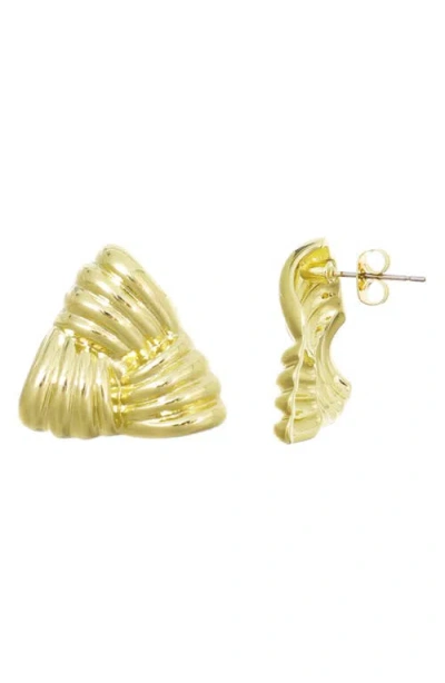 Adornia 14k Gold Plated Statement Triangle Stud Earrings In Purple