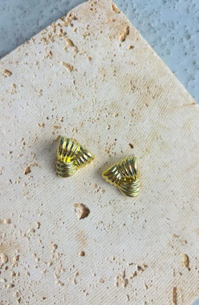 Adornia 14k Gold Plated Statement Triangle Stud Earrings In Purple