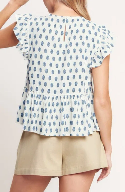 Flying Tomato Printed Woven Top In Blue