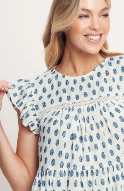 Flying Tomato Printed Woven Top In Blue