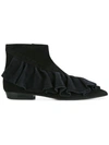 Jw Anderson 10mm Ruffle Suede Ankle Boots In Dark Blue