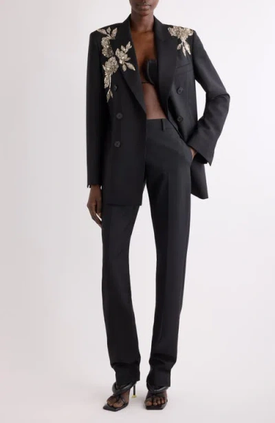 Givenchy Sequin Embellished Slashed Wool & Mohair Jacket In Black