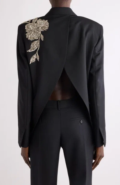 Givenchy Sequin Embellished Slashed Wool & Mohair Jacket In Black