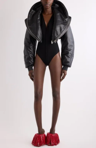 Givenchy Crop Double Zip Collar Bomber Jacket In Black
