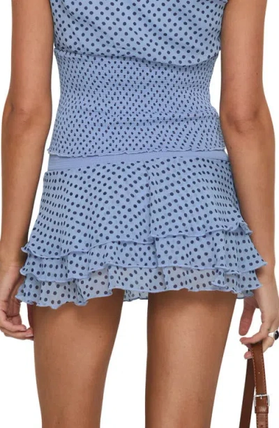 Princess Polly Ready To Party Polka Dot Tiered Frill Skort In Blue