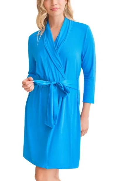 Fleur't Iconic Short Robe In Blue