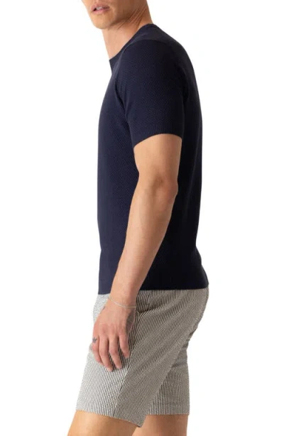 Deke Modern Texture Knit T-shirt In Blue