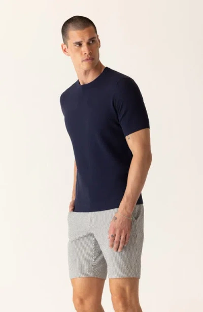 Deke Modern Texture Knit T-shirt In Blue
