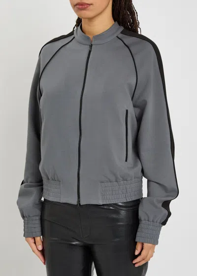 Aaron Esh Panelled Jersey Varsity Jacket In Gray