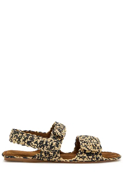Khaite Boden Two-tone Raffia Sandals In Multi