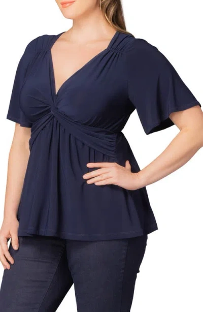 Kiyonna Abby Twist Front Top In Multi