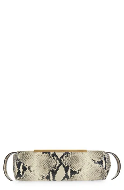 Khaite Donna Snakeskin Embossed Evening Clutch In Neutral