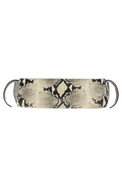 Khaite Donna Snakeskin Embossed Evening Clutch In Neutral