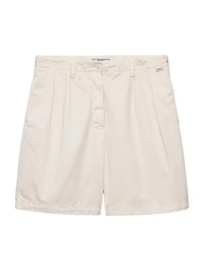 Prada Old Gabardine Bermudas In Neutral