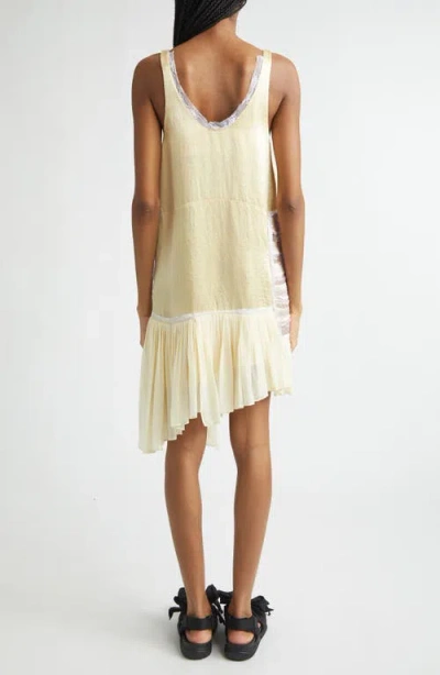 Collina Strada Lily Patchwork Asymmetric Shift Dress In Neutral