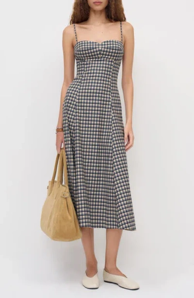 Reformation Womens Check Kailani Cotton Midi Dress In Black
