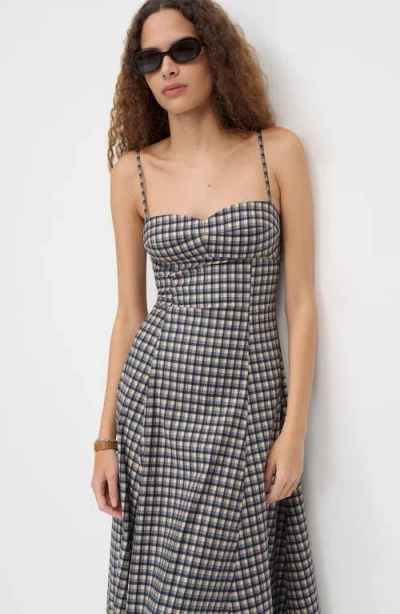 Reformation Womens Check Kailani Cotton Midi Dress In Black