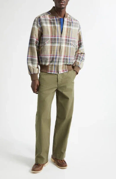 Noah Plaid Wool & Linen Varsity Jacket In Multi