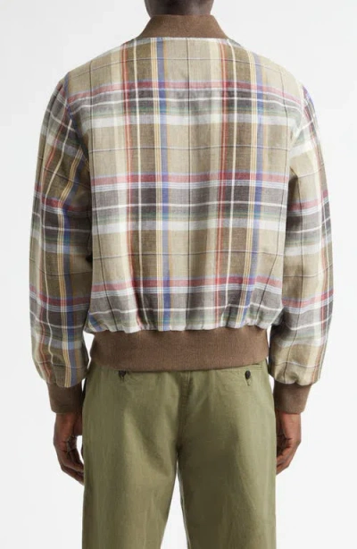 Noah Plaid Wool & Linen Varsity Jacket In Multi