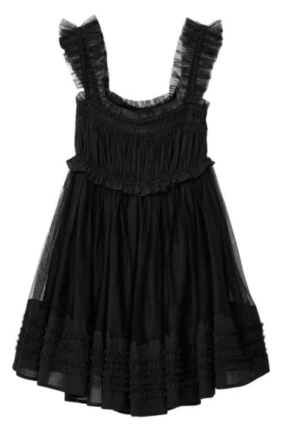 Allsaints Polyester Angela Gathered Frill Mini Dress In Black