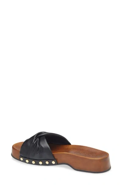 Ganni Tia Fairy Black Recycled Leather Polyurethane Polyester Wood Slides