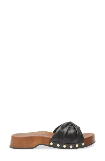 Ganni Tia Fairy Black Recycled Leather Polyurethane Polyester Wood Slides