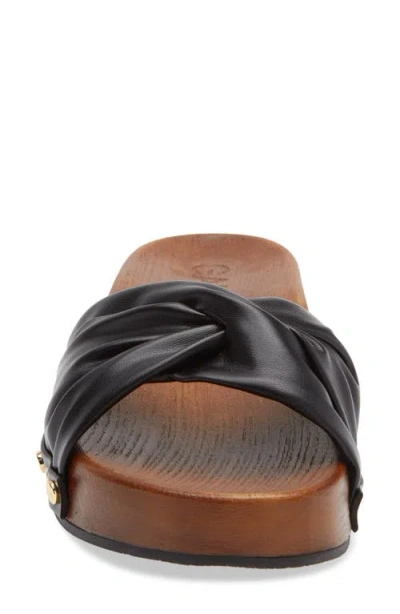 Ganni Tia Fairy Black Recycled Leather Polyurethane Polyester Wood Slides