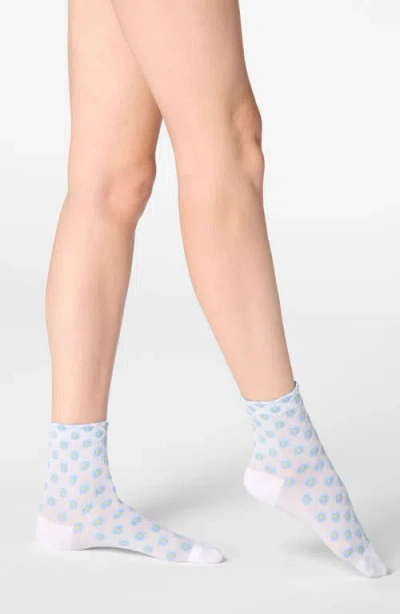 Oroblu Tiny Bloom Ankle Socks In Blue