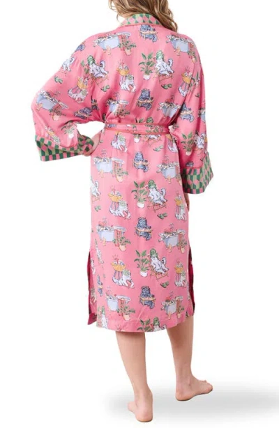 Printfresh Satin Robe In Pink