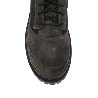 Balenciaga Slate Suede And Canvas Combat Ankle Boots In Brown