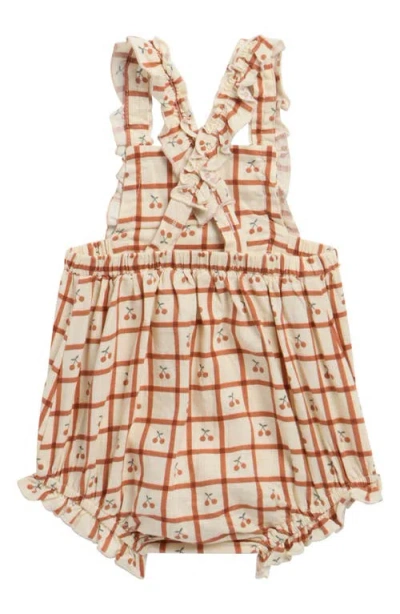 Rylee + Cru Chiara Cherry Check Romper In Neutral
