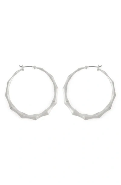 Allsaints Medium Angular Hoop Earrings In Metallic