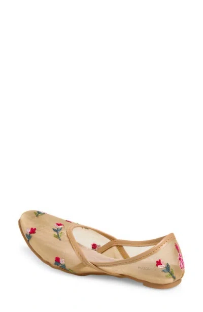 Fuchsia Lily Mesh Flat In Sand